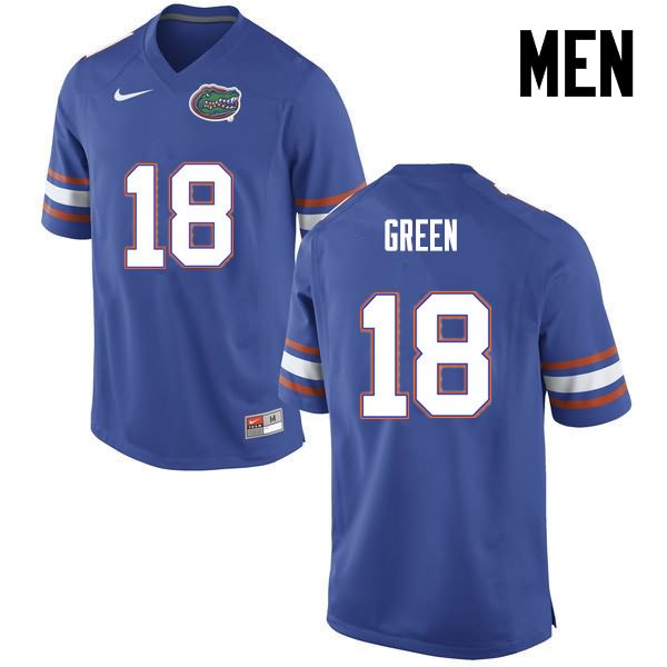 NCAA Florida Gators Daquon Green Men's #18 Nike Blue Stitched Authentic College Football Jersey FYD1364RP